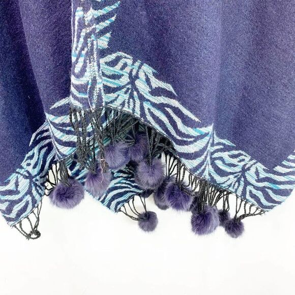 Pashmina Womens Navy Blue Animal Print Rectangle Shape Reversible Shawl Scarf - Picture 6 of 7